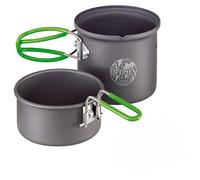 Set da cucina Optimus Terra Solo - Set di pentole da campeggio ultraleggero da 2 pezzi con pentola e padella da 0,6 l | Alluminio anodizzato duro con rivestimento antiaderente