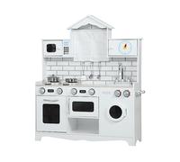 AIYAPLAY Cucina Giocattolo per Bambini 3-6 Anni in Legno con Set di Accessori, Lavandino e Manopole con Suoni, Bianco Aosom Italy