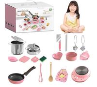Set da cucina per bambini da 22 pezzi, set da cucina per bambini in acciaio inossidabile per uso alimentare, produzione di cibo vero per 7-14 principianti che cucinano giocattoli educativi