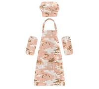 Set da cucina per bambini, multiuso, motivo mimetico, color oro rosa, con grembiule e cappello da chef, per bambini dai 3 ai 12 anni, confezione da 3, Camouflage Oro Rosa, M