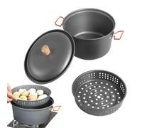 Set da Cucina per Campeggio,7,5L Pentola Portatile con Vapore per Escursionismo e Campeggio | Resistente al Calore Leggera con Granda Capacità Accessorio da Picnic per Uomo e Donna Escursionismo