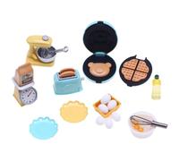 Set da cucina per casa delle bambole, 10 pezzi/set Accessori da cucina in plastica per casa delle bambole in scala 1:12 Include waffle, tostapane, supporto per bilancia, mixer per bambini, bombonier