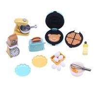 Set da cucina per casa delle bambole Accessori da cucina Miniature per casa delle bambole 10 pezzi/set Accessori in plastica in scala 1:12 Include waffle Maker Tostapane Bilancia Stand Mixer per b
