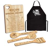 Set da cucina per la festa della mamma, regalo per la nonna per la nonna, tagliere in legno con utensili da cucina con grembiule, regalo per la festa della mamma e della nonna
