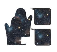 Set da cucina resistente al calore con stampa di ammassi di stelle e galassie, kit da cucina con anello per appendere per cottura e barbecue