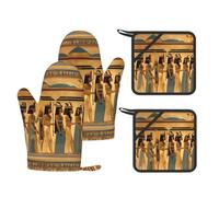 Set da cucina resistente al calore con stampa di donne nell'antico Egitto, kit da cucina con anello per appendere per cottura e barbecue