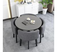 Set da cucina rotondo, 5 pezzi, con tavolo e 4 sedie, design versatile, per sala da pranzo e conferenze
