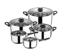 Set da cucina San Ignacio 8 pezzi in acciaio inox con coperchi in vetro