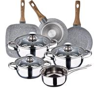 Set da cucina San Ignacio Faro in acciaio inossidabile da 7 pezzi con padelle e griglia Daimiel in alluminio forgiato