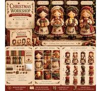 Set da cucito in miniatura, decorazione natalizia | Assemblaggio patchwork in tessuto per mensola scrivania comodino, scena di quattro personaggi con dettagli in tessuto