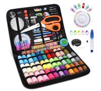 Set da Cucito,Kit da Cucitocon 206 Accessori da Cucito, Set da Cucito con Valigetta in PU,Accessori Completi per Principianti,viaggiatori,parenti e Amici