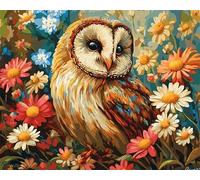 Set da dipingere con i numeri, per adulti con fiori colorati su tela, gufo di animali, pittura ad acquerello in acrilico fai da te, pittura con i numeri, per adulti, come regalo per la decorazione