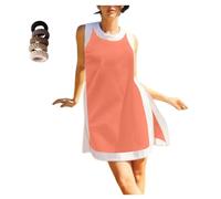 Set da donna 2 pezzi top girocollo senza maniche a blocchi di colore e pantaloncini, abbigliamento estivo casual con tasche per le donne, Corallo, L
