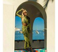 Set da donna a due pezzi con effetto tie-dye. Il tessuto in rete trasparente è fresco e traspirante. La parte superiore corta a maniche lunghe scopre la vita per valorizzare le proporzioni, mentre la 