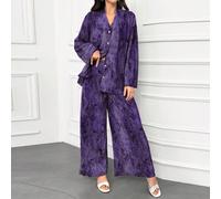 Set da donna composto da top a maniche lunghe con spalle scoperte e stampa batik e pantaloni casual larghi, set primaverile estivo di 2 pezzi L,M,S,XL,XS,XXL,XXS,XXXL,XXXXLStampa CasualeTessuto intrec