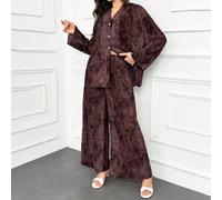 Set da donna composto da top a maniche lunghe con spalle scoperte e stampa batik e pantaloni casual larghi, set di 2 pezzi, primavera estate L,M,S,XL,XS,XXL,XXS,XXXL,XXXXLTessuto intrecciato