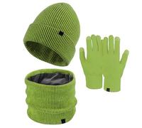 Set da donna con cappello, sciarpa, guanti eleganti, 3 pezzi, per un look da lavoro, elegante berretto, sciarpa di seta e guanti da tiraggio, verde, Taglia unica