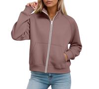 Set da donna con cappuccio e pantaloni, forma rilassata della gamba, abito a due pezzi, cerniera frontale, comodo stile di facile manutenzione, per stratificazione per la stagione fredda, viaggi e