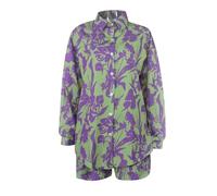 Set da donna con pantaloni e top fluido, da jogging un casual per l'estate a due pezzi alla moda versatile composto da una camicia ampia a maniche corte che copre il corpo, verde, S