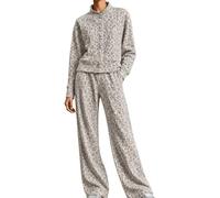 Set da donna in 2 pezzi, casual, a maniche lunghe, con stampa leopardata | Set di abbigliamento da donna per il tempo libero, felpa con bottoni e pantaloni a gamba larga, comoda tuta per il tempo