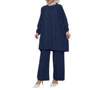 Set da donna musulmana in due pezzi, top a maniche lunghe con pantaloni, abbigliamento islamico, Turchia, Dubai, arabo, abaya, Ramadan, Eid, abiti da preghiera, taglie forti, abito da sera in chiffon