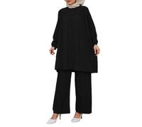Set da donna musulmana in due pezzi, top a maniche lunghe con pantaloni, abbigliamento islamico, Turchia, Dubai, arabo, abaya, Ramadan, Eid, abiti da preghiera, taglie forti, abito da sera in chiffon