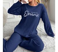 Set Da Donna Per La Casa Con Top A Maniche Lunghe E Pantaloni Stampati Con Lettera L,M,XL,XXLLettereTessuto