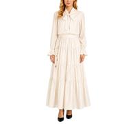 Set da donna vintage bordeaux 2 pezzi gonna con cravatta camicetta e maxi gonna a balze elegante estate vacanza outfit, crema, M