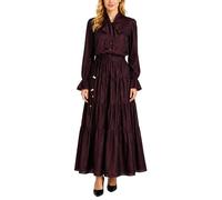 Set da donna vintage bordeaux 2 pezzi gonna con cravatta camicetta e maxi gonna a balze elegante estate vacanza outfit, Borgogna, L