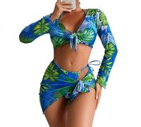Set da Due Pezzi con Gonna da Spiaggia per Costume da Bagno con Stampa 3D in Stile Tribunale splendido (Blue, L)