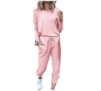 Set da due pezzi da donna, set per l'abbigliamento da casa, tute, magliette oversize a maniche lunghe in tinta unita, pantaloni joggers a vita alta e gamba larga, abbigliamento estetico Y2K