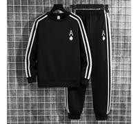 Set da due pezzi per bambini e ragazzi, composto da felpa a maniche lunghe e pantaloni con polsini, adatto per l'autunno e l'inverno. Comodo e versatile, stile casual e sportivo di base, adatto per us