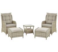 Set da Esterno 2 Poltrone Poggiapiedi e Tavolo Rattan Sintetico Beige