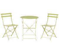 Set da Esterno 3 pezzi Tavolino 2 Sedile Pieghevoli Metallo Verde Limone Fiori
