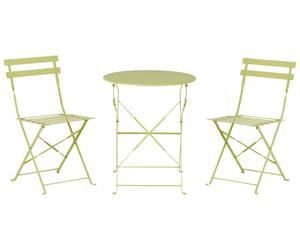 Set da Esterno 3 pezzi Tavolino 2 Sedile Pieghevoli Metallo Verde Limone Fiori