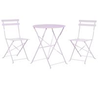 Set da Esterno 3 pezzi Tavolino e 2 Sedile Pieghevoli in Metallo violetto