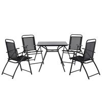 Set da Esterno 5 Pezzi Tavolo Nero e 4 Sedie Pieghevoli Design Moderno Livo