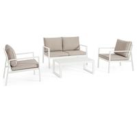 Set da esterno alluminio, textilene, poliestere HILDE 4 posti Bianco 0664002
