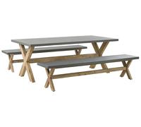 Set da Esterno con Tavolo in Cemento Grigio e 2 Panche per 8 persone Olbia