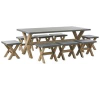 Set da Esterno con Tavolo in Cemento Sintetico Grigio e 8 Sgabelli Olbia