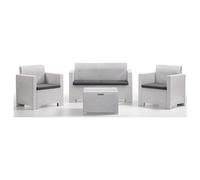 Salottino 4 Posti Set Da Giardino Esterno Rattan Nebraska II Bianco Pub Bar Poly