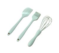 Set da forno in silicone resistente al calore, 3 pezzi, raschietto for crema, sbattitore for uova, pennello for grasso, utensili cucina, for torte(F12-Green)