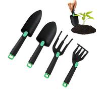 Set da Giardinaggio | 4 Pezzi Ergonomici con Manico Antiscivolo per Uso Intenso - Set Base di Attrezzi da Giardinaggio,per Piantare Smuovere il Terreno Scavare, Uomo Donna Principianti