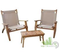 SET DA GIARDINO 2 SEDIE POLTRONE ESTERNO LEGNO ACACIA CON TAVOLINO 63X35X35 CM