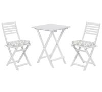 Set da Giardino 3 Pezzi di Legno di Acacia Bianco con Cuscini Verde Menta Fiji