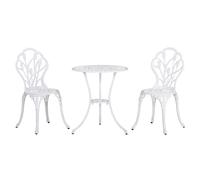 Set Da Giardino 3 Pezzi In Alluminio Con 2 Sedie 42.5x47.5x89 Cm E Tavolino Rotondo Ø60x67 Cm, Bianco