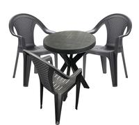 Set da giardino 4 pezzi set da bistrot in plastica tavolo da bistrot rotondo ...