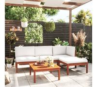 Set da giardino 5 pezzi con cuscini in legno crema, acacia e corda