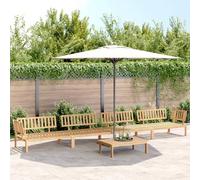 Set da Giardino 5 Pezzi, in Legno Massello di Acacia, Design Modulare Componibile, Salotto da Giardino Esterno, Divano Modulare, per Terrazzo e Patio,Naturale, con Tavolo 100x60x30 cm e Divani