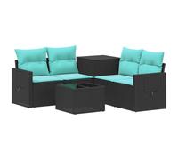 Set da giardino 6 pezzi Poly Rattan e Acciaio, Tavolo e Divani con Cuscini | Design modulare, facile manutenzione, cuscini in poliestere, cassettone integrato, ideale per terrazza e giardino
